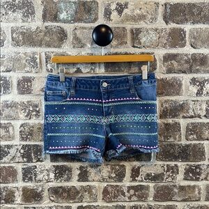 Embroidered Denim Shorts